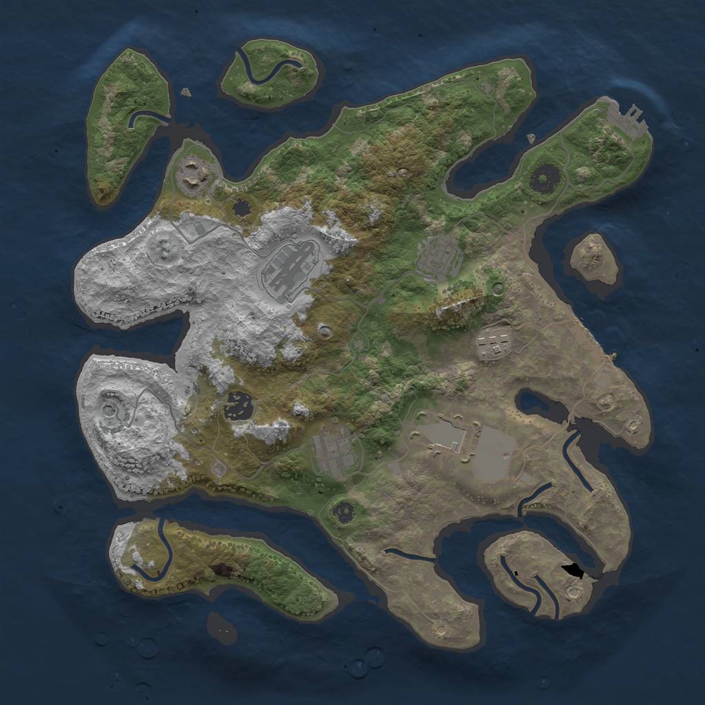 Rust Map: Procedural Map, Size: 3500, Seed: 998507, 12 Monuments