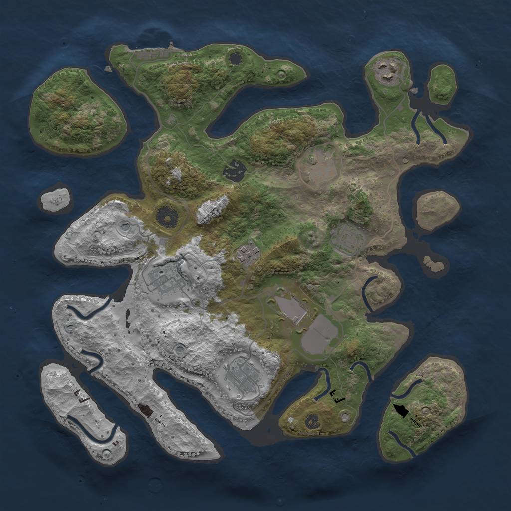 Rust Map: Procedural Map, Size: 3500, Seed: 240673, 12 Monuments