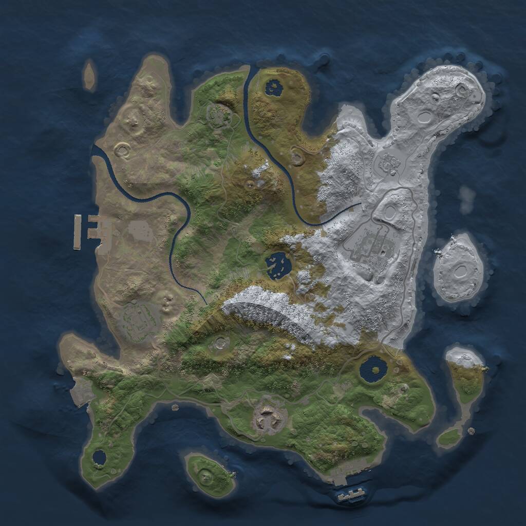 Rust Map: Procedural Map, Size: 3000, Seed: 80085, 10 Monuments