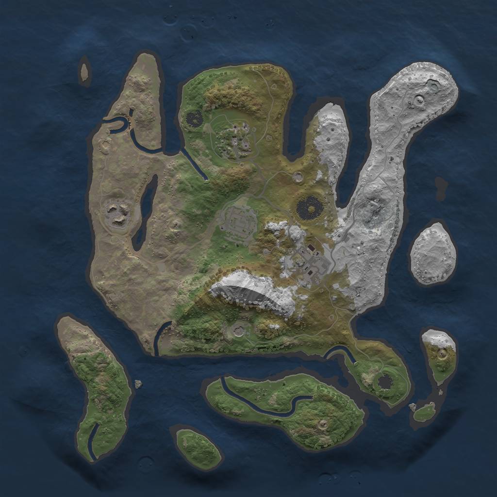 Rust Map: Procedural Map, Size: 3000, Seed: 80085, 7 Monuments