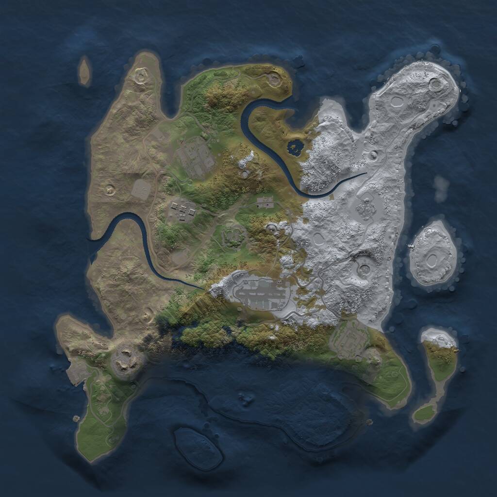 Rust Map: Procedural Map, Size: 3000, Seed: 80085, 9 Monuments