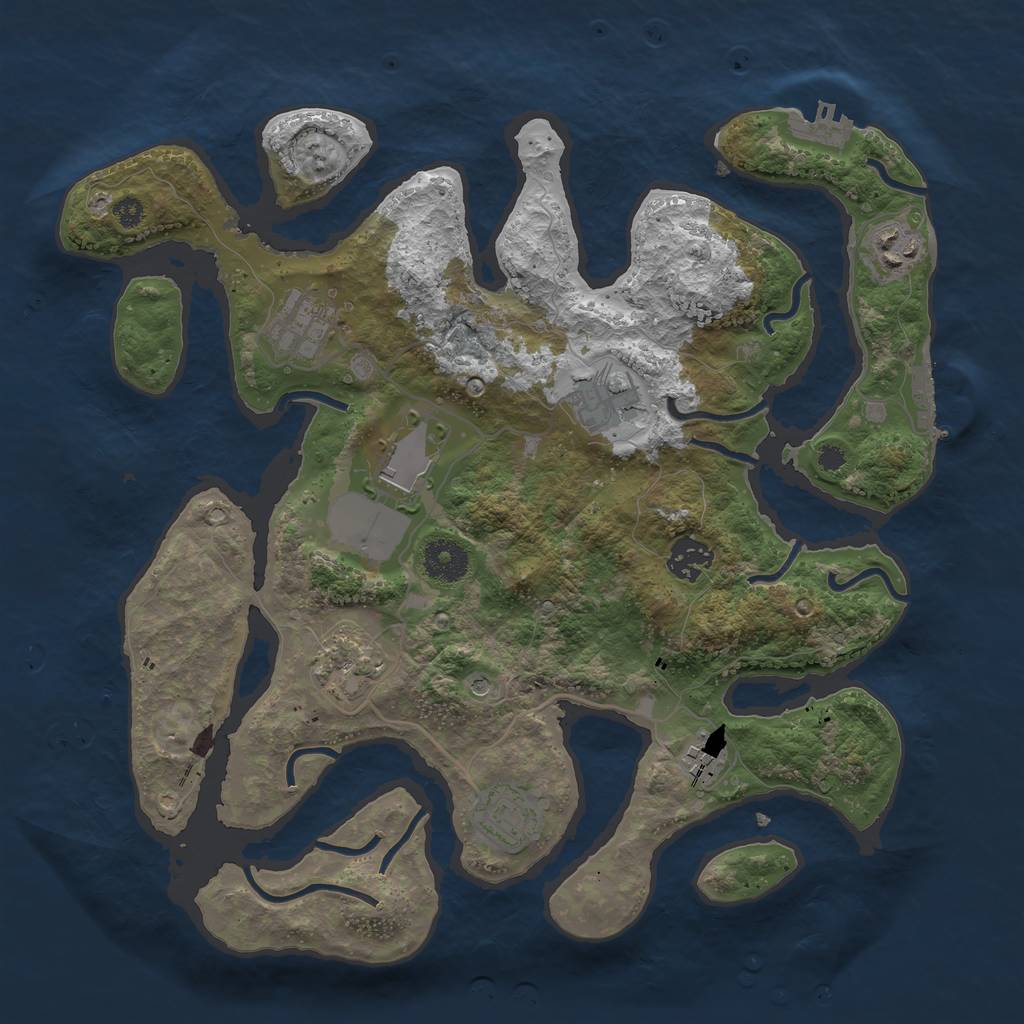 Rust Map: Procedural Map, Size: 3500, Seed: 814744, 13 Monuments