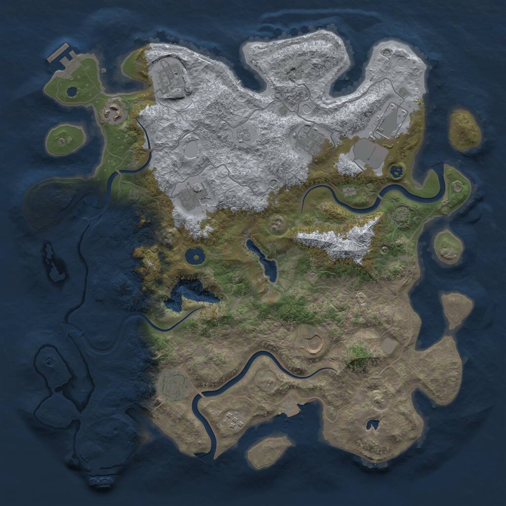 Rust Map: Procedural Map, Size: 4000, Seed: 121707, 14 Monuments