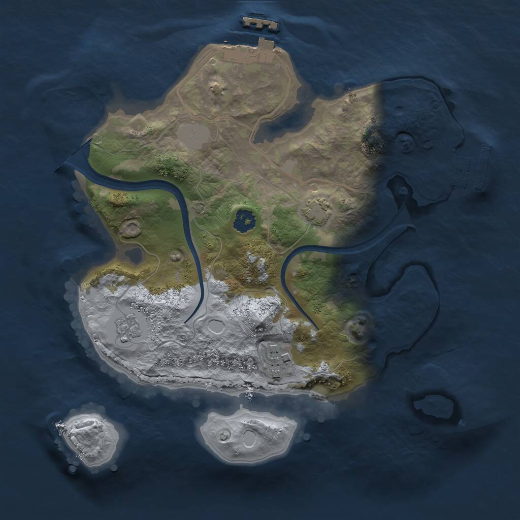 Rust Map: Procedural Map, Size: 2300, Seed: 500, 6 Monuments
