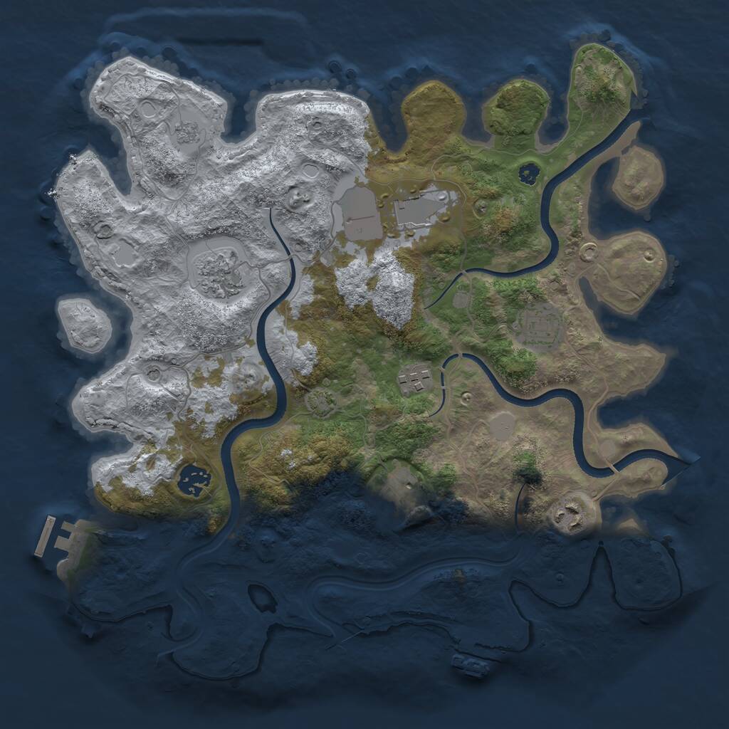 Rust Map: Procedural Map, Size: 3500, Seed: 464591133, 13 Monuments