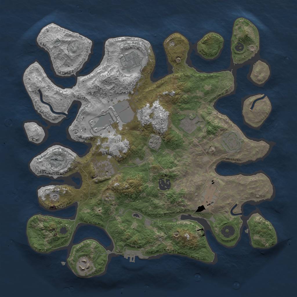 Rust Map: Procedural Map, Size: 3500, Seed: 464591133, 13 Monuments