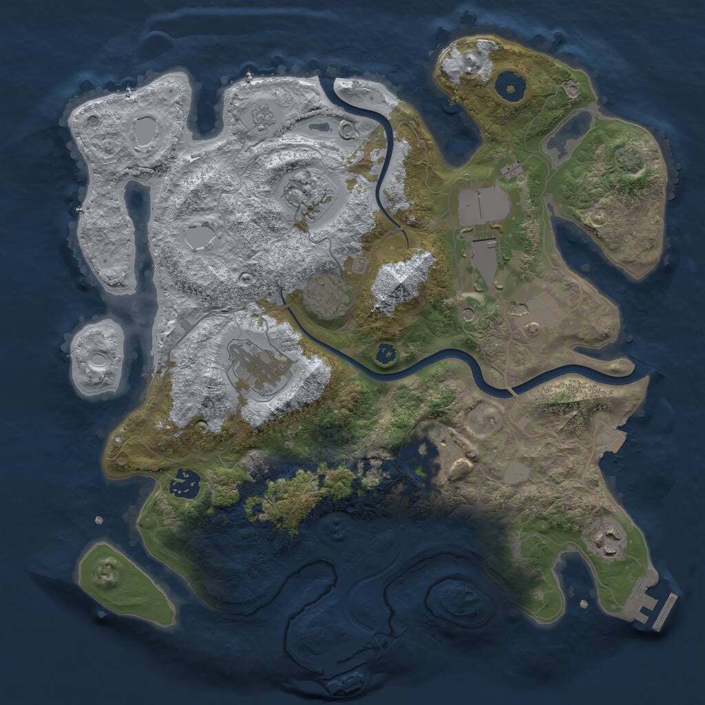 Rust Map: Procedural Map, Size: 3500, Seed: 629542, 15 Monuments