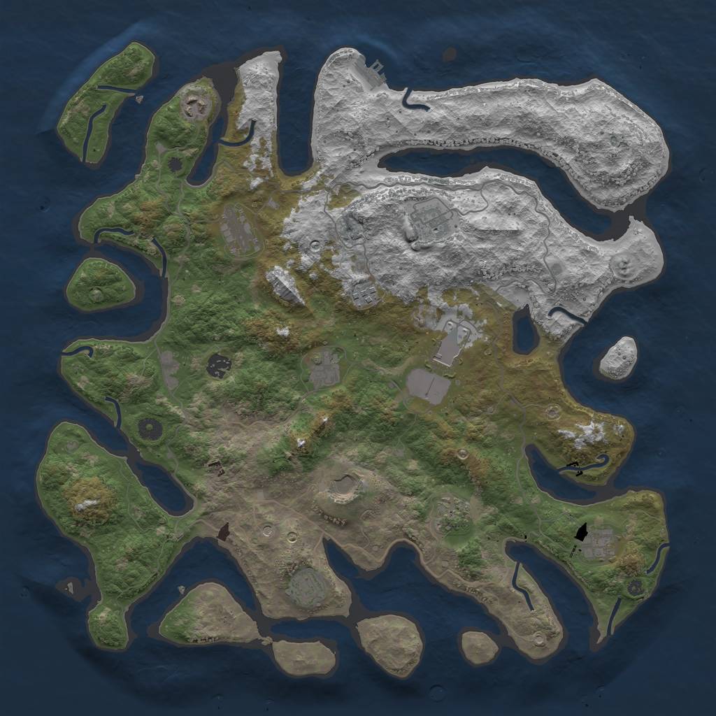 Rust Map: Procedural Map, Size: 4500, Seed: 9671423, 15 Monuments