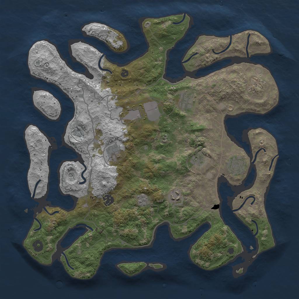 Rust Map: Procedural Map, Size: 4000, Seed: 31232, 12 Monuments