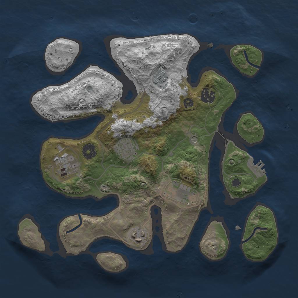 Rust Map: Procedural Map, Size: 3000, Seed: 1496312473, 10 Monuments