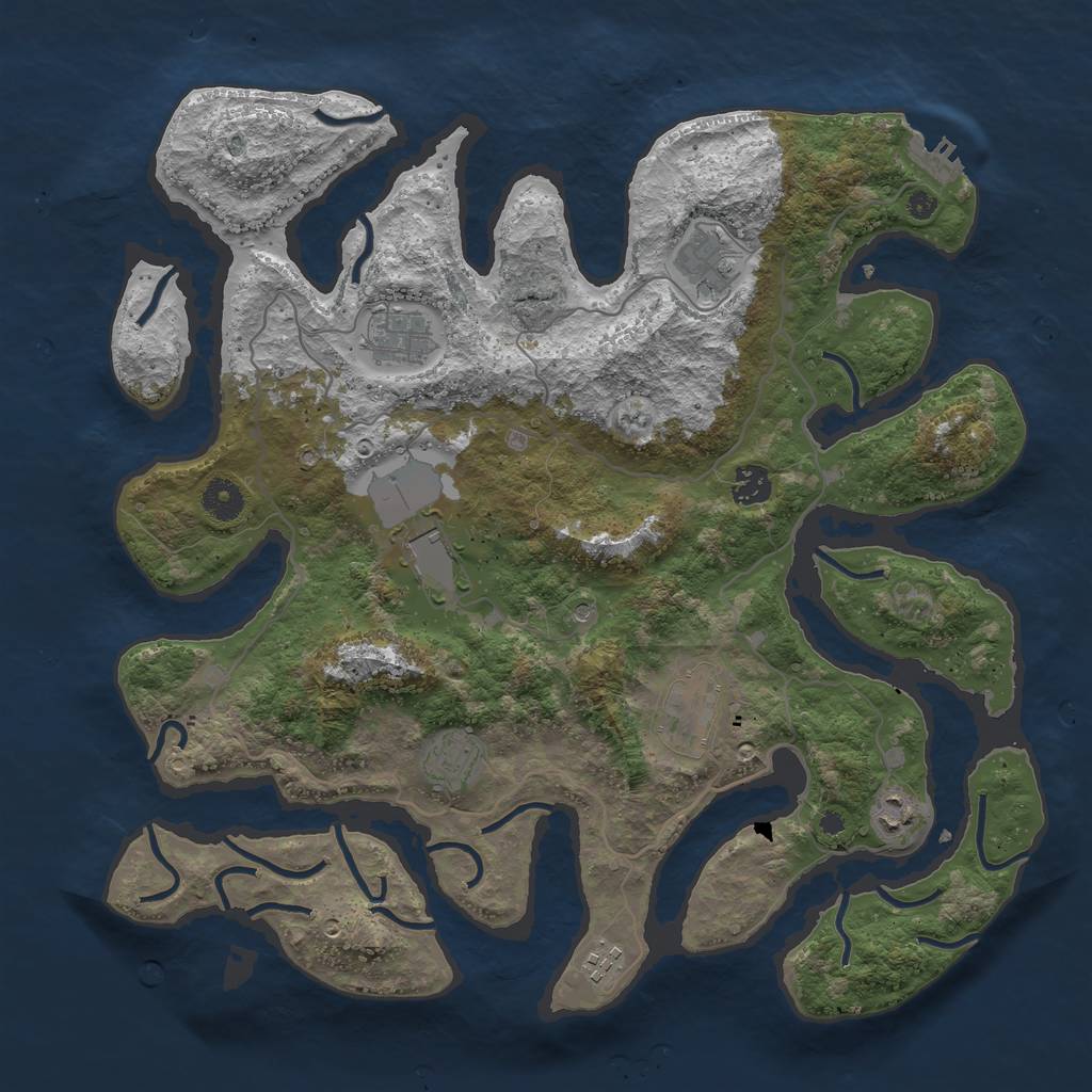 Rust Map: Procedural Map, Size: 4000, Seed: 48431528, 12 Monuments