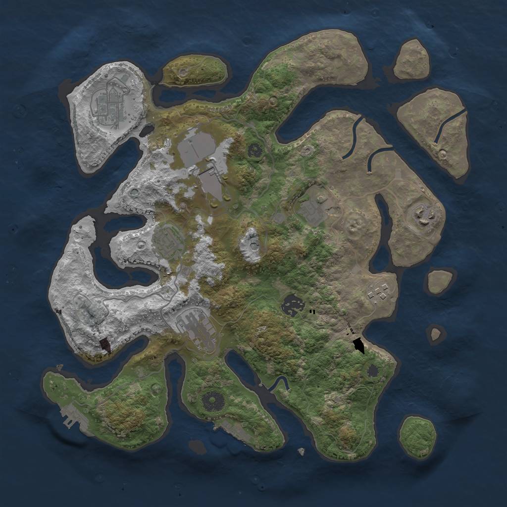 Rust Map: Procedural Map, Size: 3500, Seed: 845717964, 13 Monuments