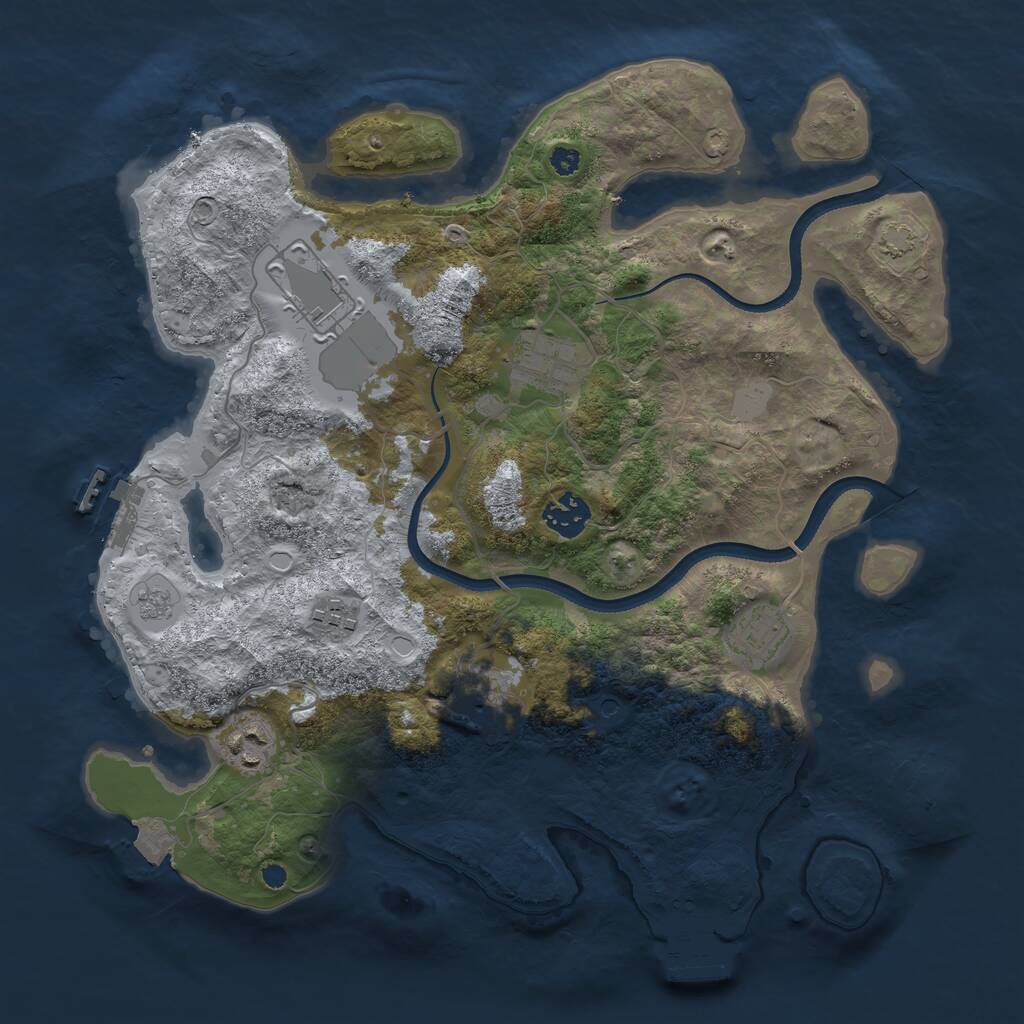 Rust Map: Procedural Map, Size: 3500, Seed: 845717964, 13 Monuments