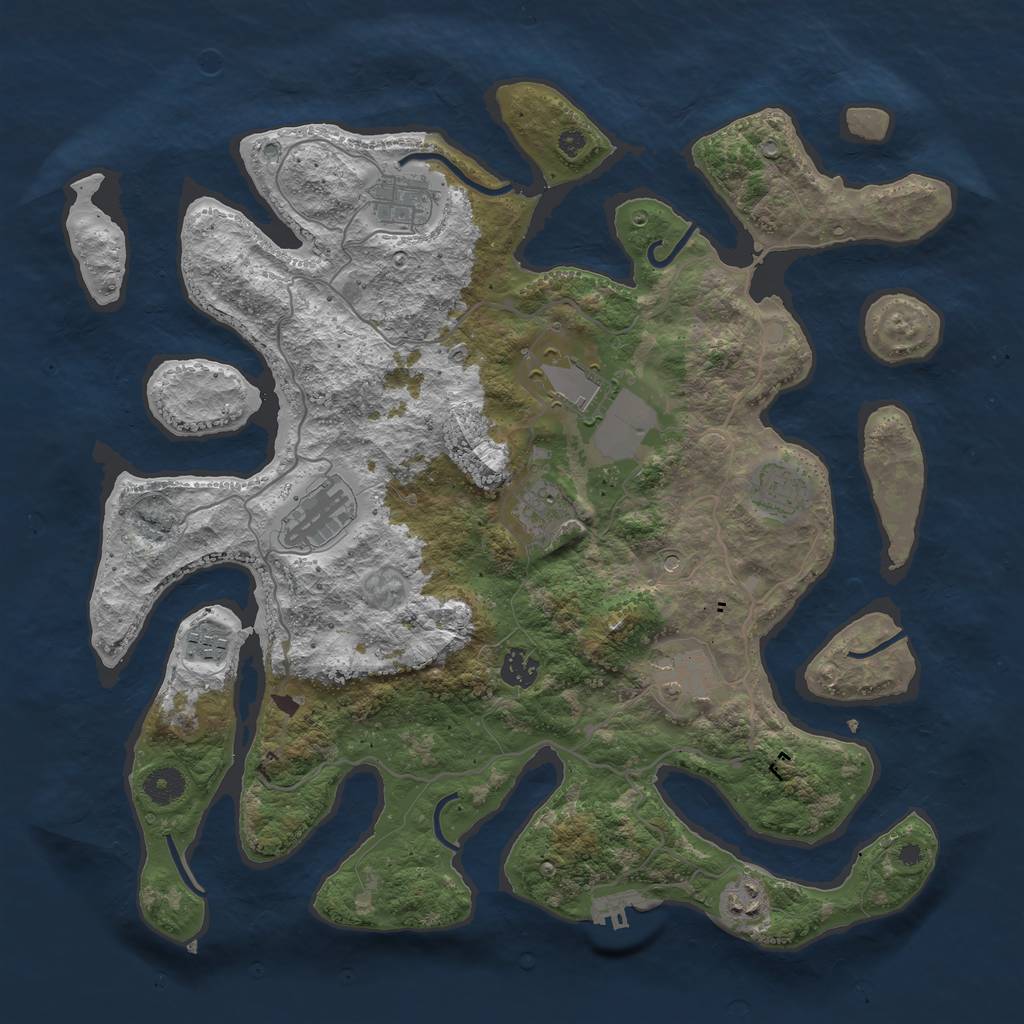 Rust Map: Procedural Map, Size: 4000, Seed: 1889818361, 13 Monuments