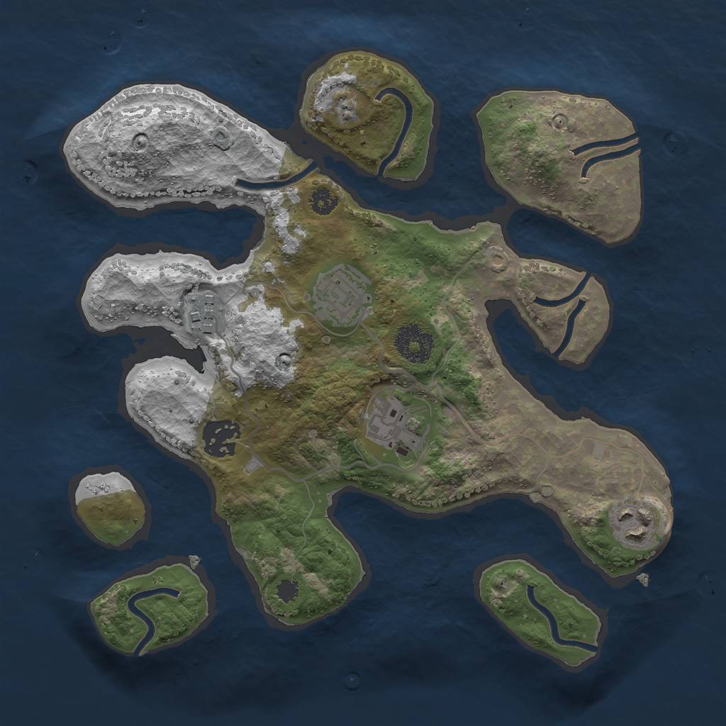 Rust Map: Procedural Map, Size: 2800, Seed: 293486441, 7 Monuments