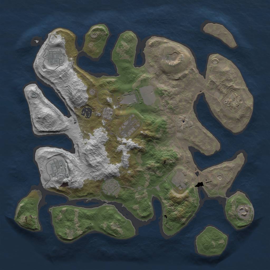 Rust Map: Barren, Size: 3700, Seed: 547774637, 14 Monuments