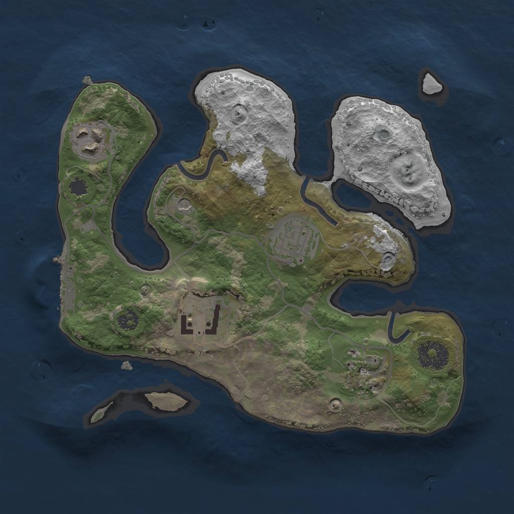 Rust Map: Procedural Map, Size: 2500, Seed: 1345125, 8 Monuments