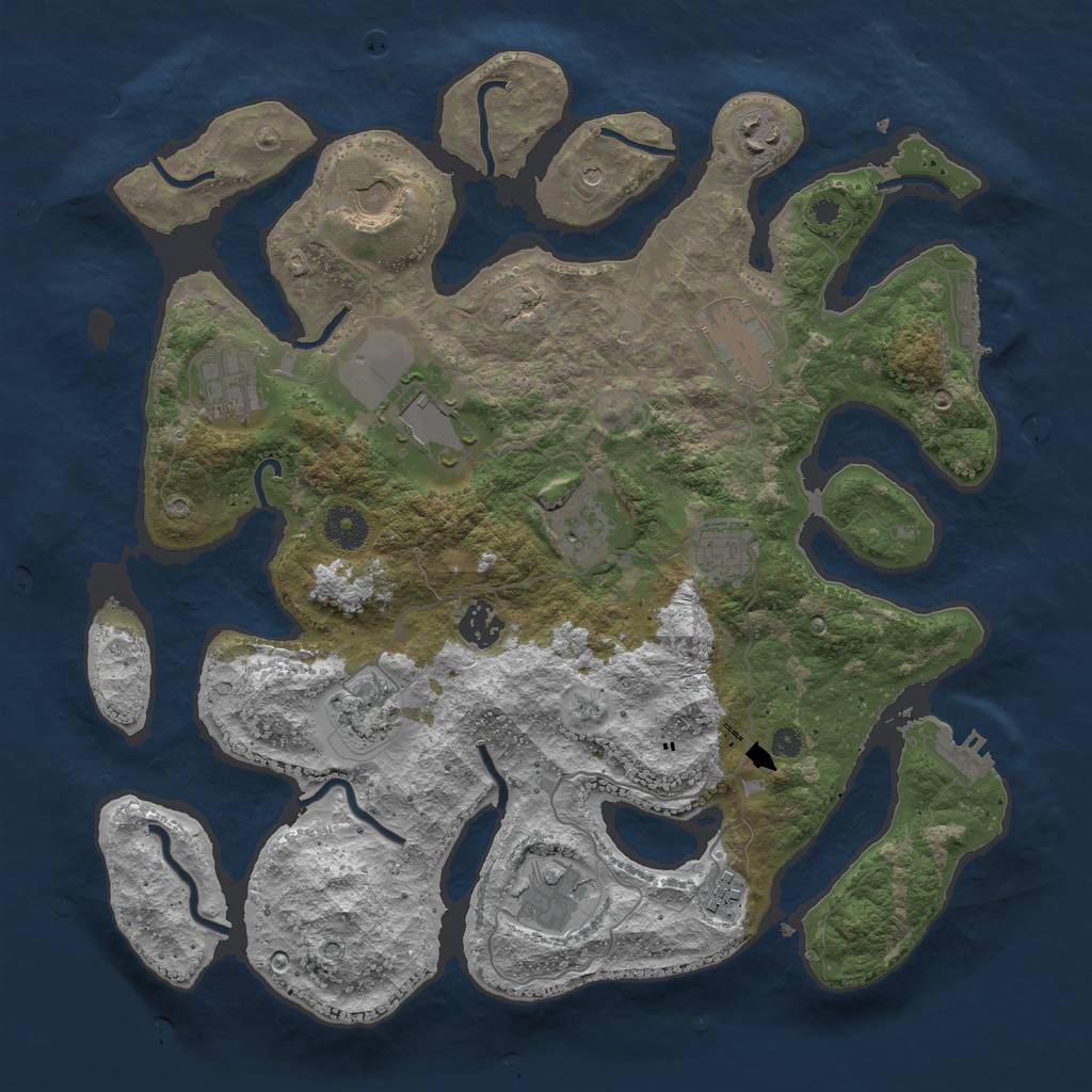 Rust Map: Procedural Map, Size: 3750, Seed: 838348728, 16 Monuments