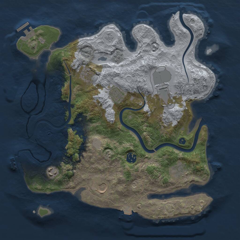 Rust Map: Procedural Map, Size: 3500, Seed: 2344443, 15 Monuments