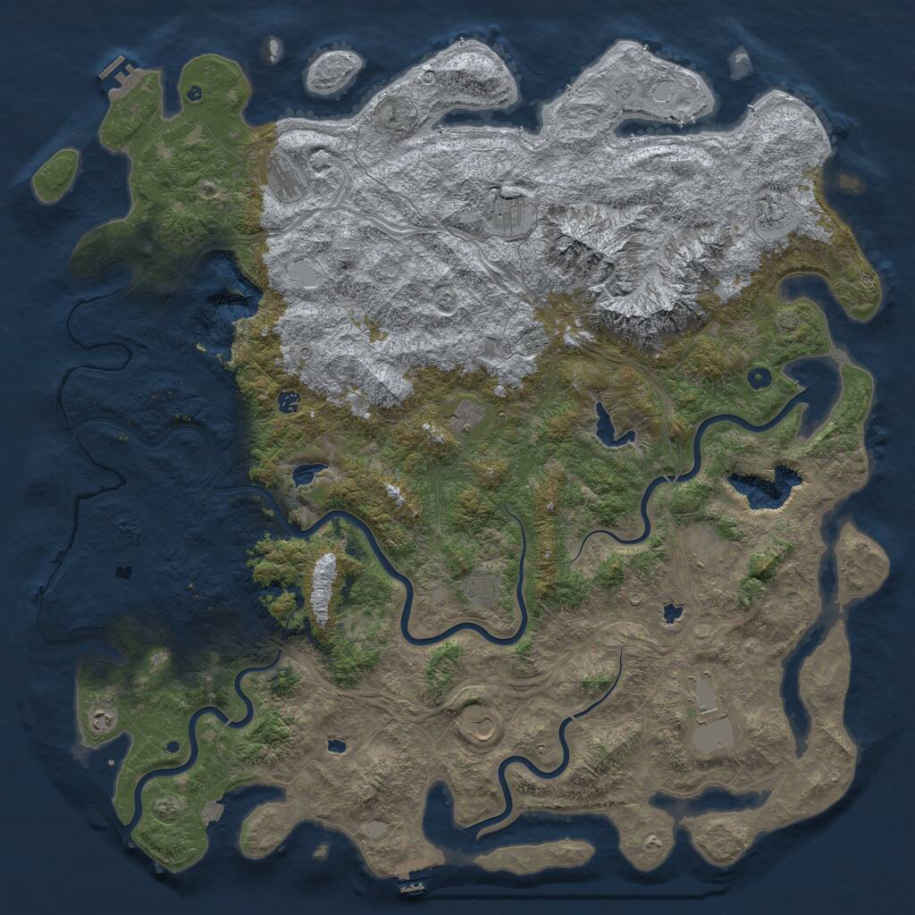 Rust Map: Procedural Map, Size: 6000, Seed: 1038719331, 17 Monuments