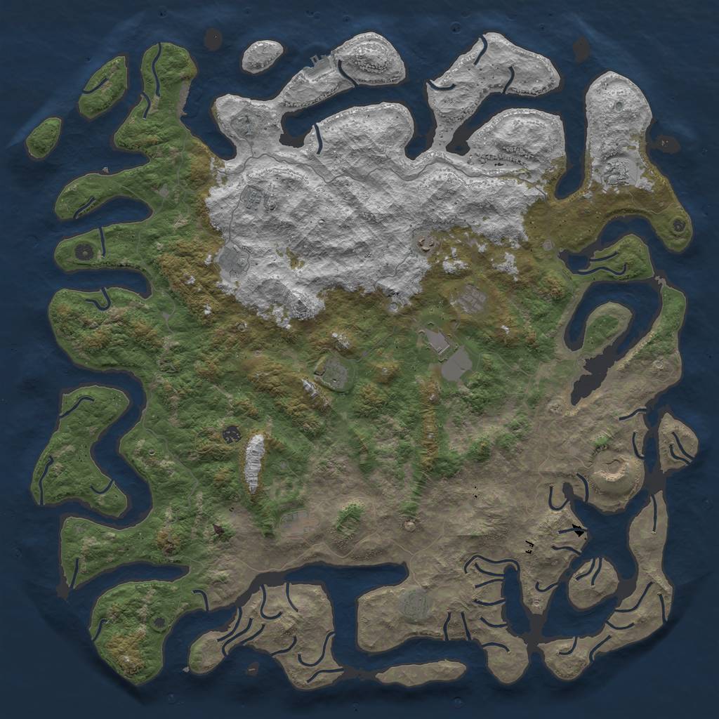 Rust Map: Procedural Map, Size: 6000, Seed: 1038719331, 16 Monuments