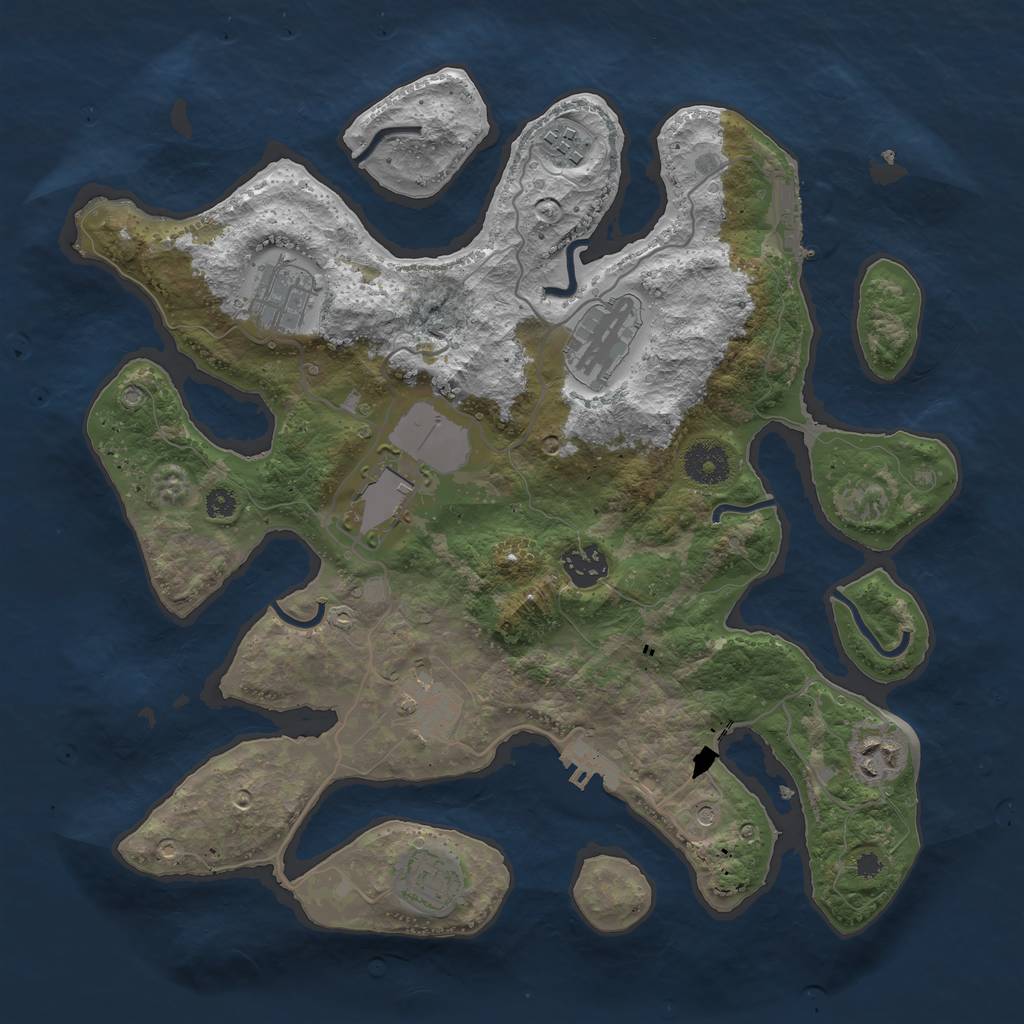 Rust Map: Procedural Map, Size: 3500, Seed: 564163, 13 Monuments