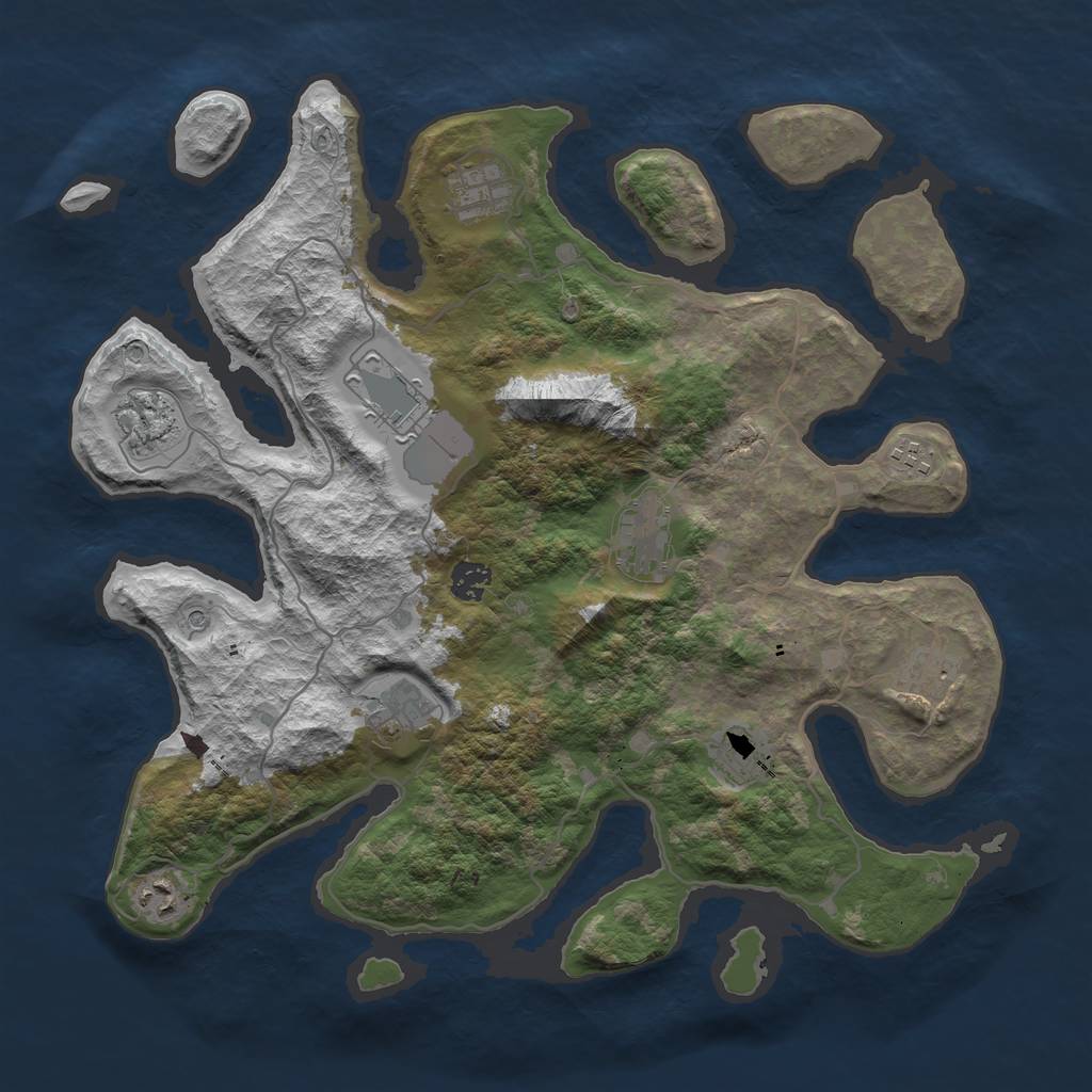 Rust Map: Barren, Size: 4000, Seed: 1478788302, 13 Monuments