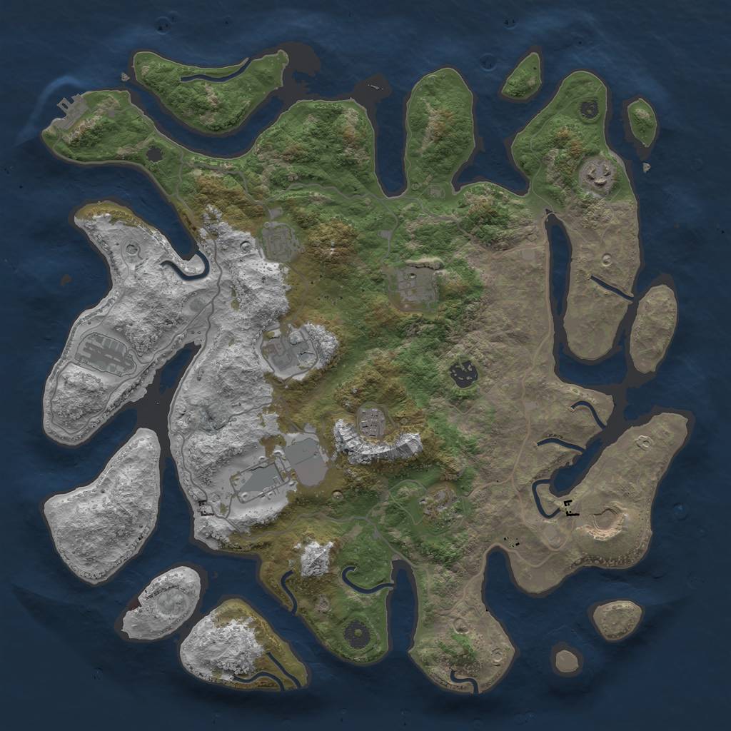 Rust Map: Procedural Map, Size: 4100, Seed: 19991, 14 Monuments