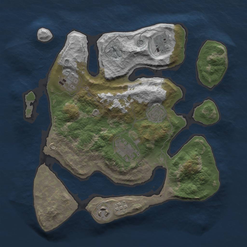 Rust Map: Barren, Size: 3000, Seed: 986, 9 Monuments