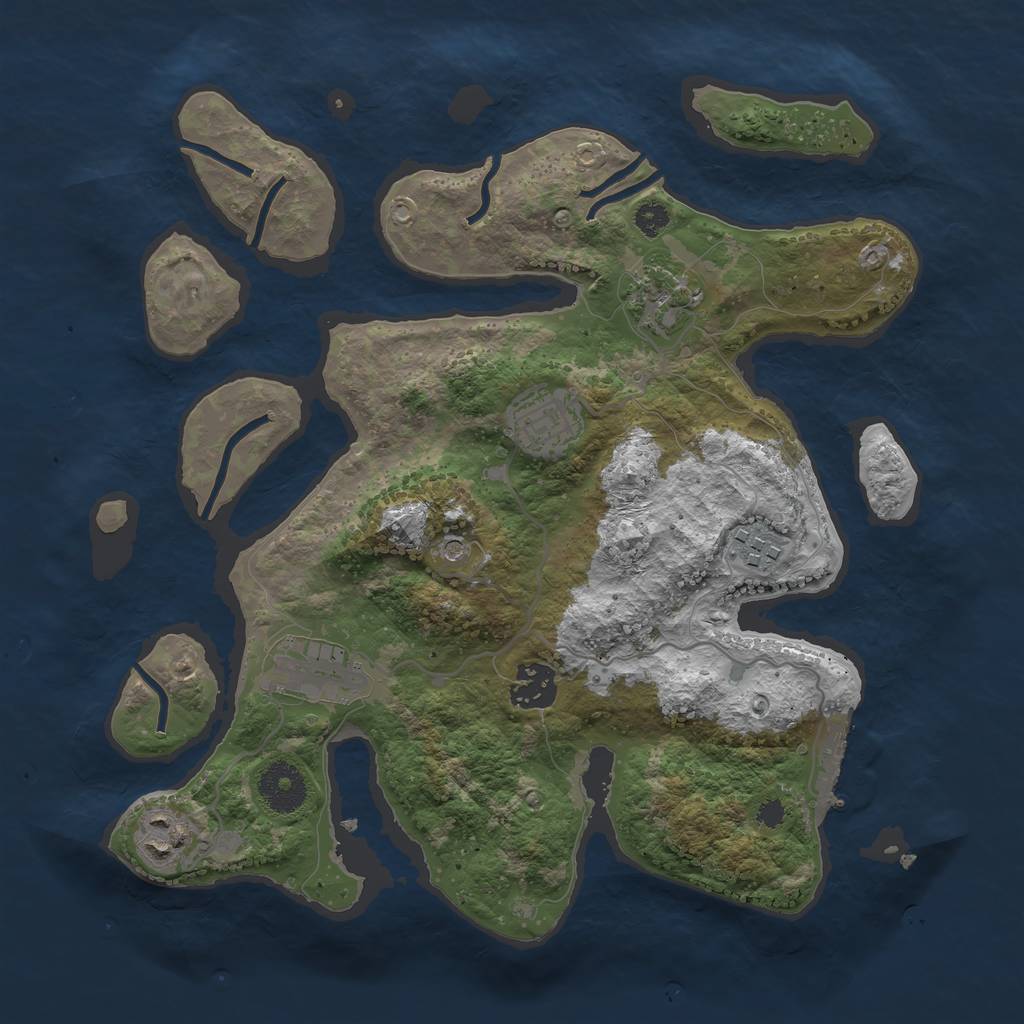 Rust Map: Procedural Map, Size: 3200, Seed: 402730410, 10 Monuments