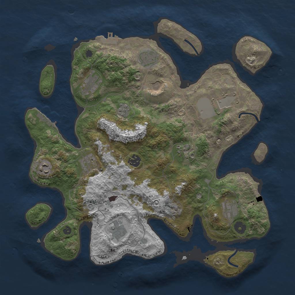 Rust Map: Procedural Map, Size: 3700, Seed: 373067636, 16 Monuments