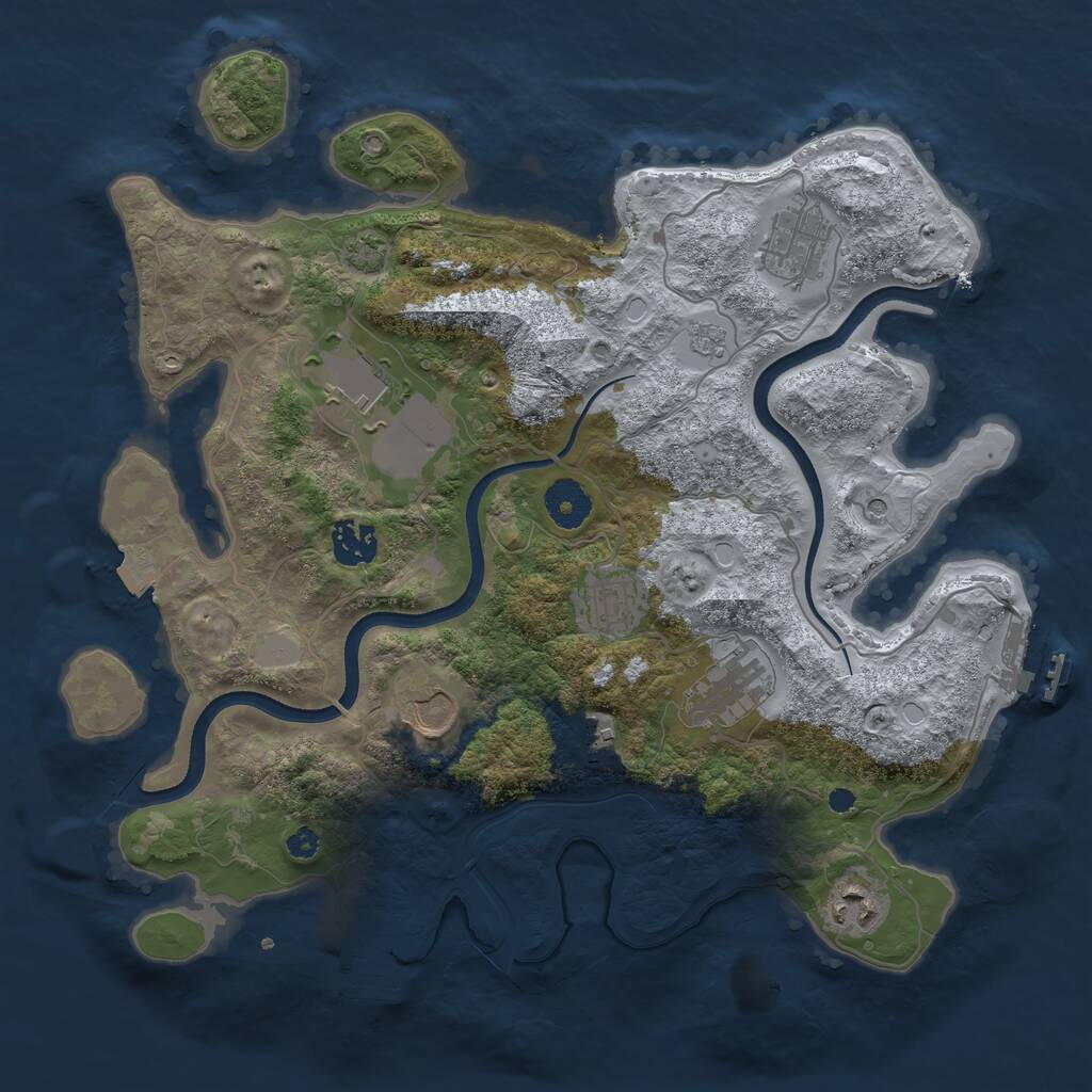 Rust Map: Procedural Map, Size: 3500, Seed: 1525541651, 14 Monuments