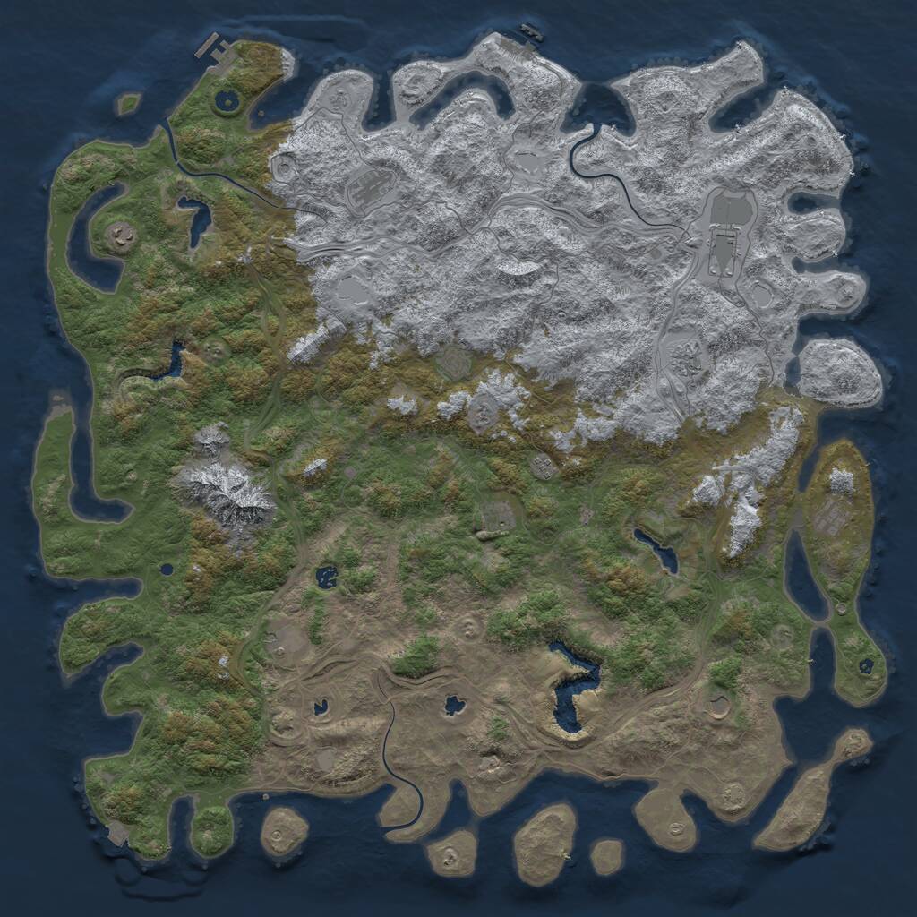 Rust Map: Procedural Map, Size: 6000, Seed: 1125810, 17 Monuments