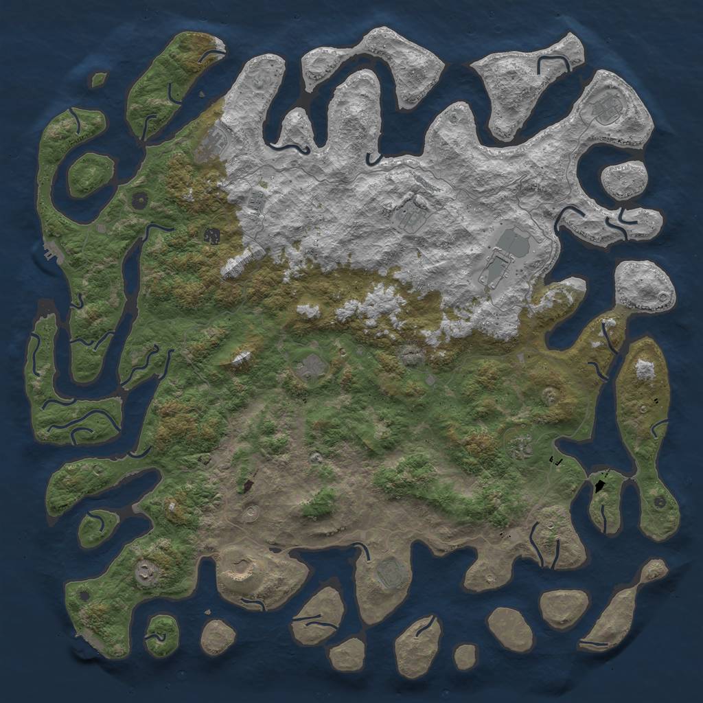 Rust Map: Procedural Map, Size: 6000, Seed: 1125810, 16 Monuments