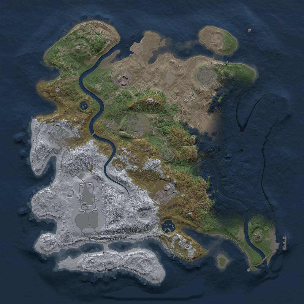 Rust Map: Procedural Map, Size: 3500, Seed: 967795, 15 Monuments