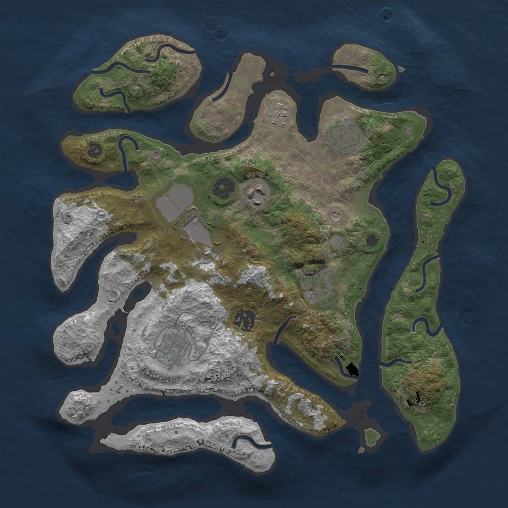 Rust Map: Procedural Map, Size: 3500, Seed: 967795, 10 Monuments