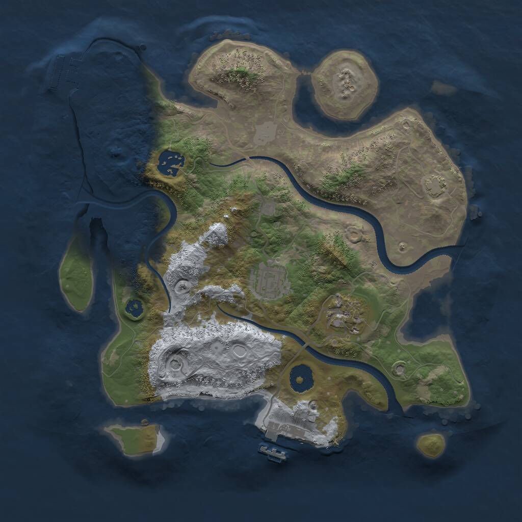 Rust Map: Procedural Map, Size: 3000, Seed: 125081987, 8 Monuments