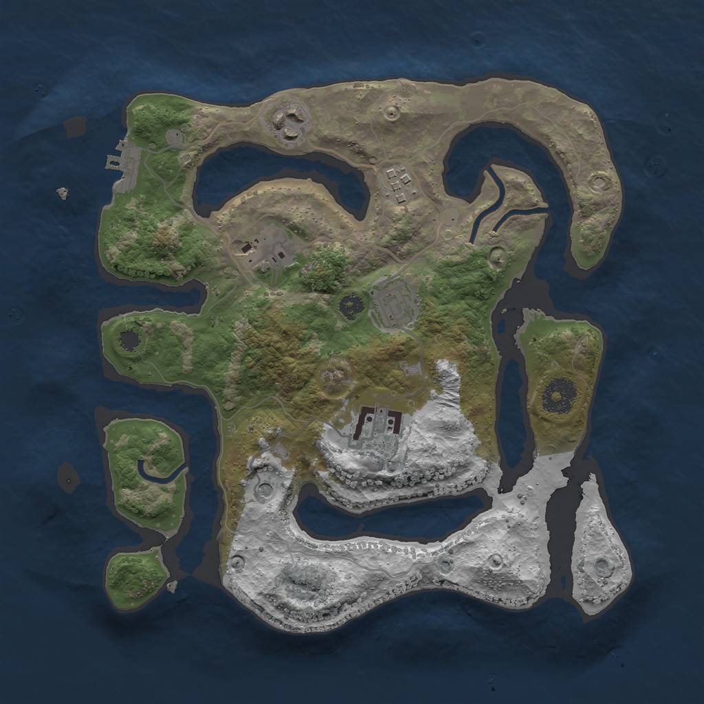 Rust Map: Procedural Map, Size: 3000, Seed: 1838625589, 9 Monuments