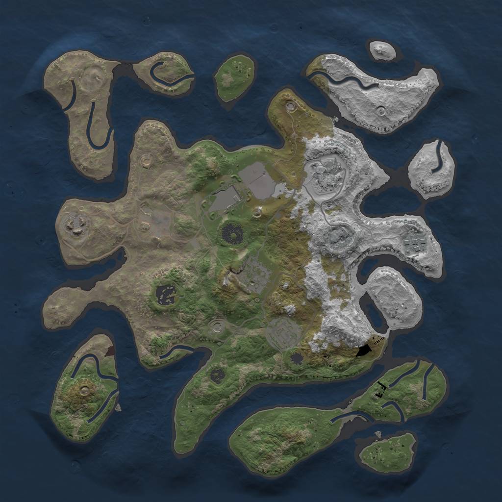 Rust Map: Procedural Map, Size: 3500, Seed: 932555, 11 Monuments