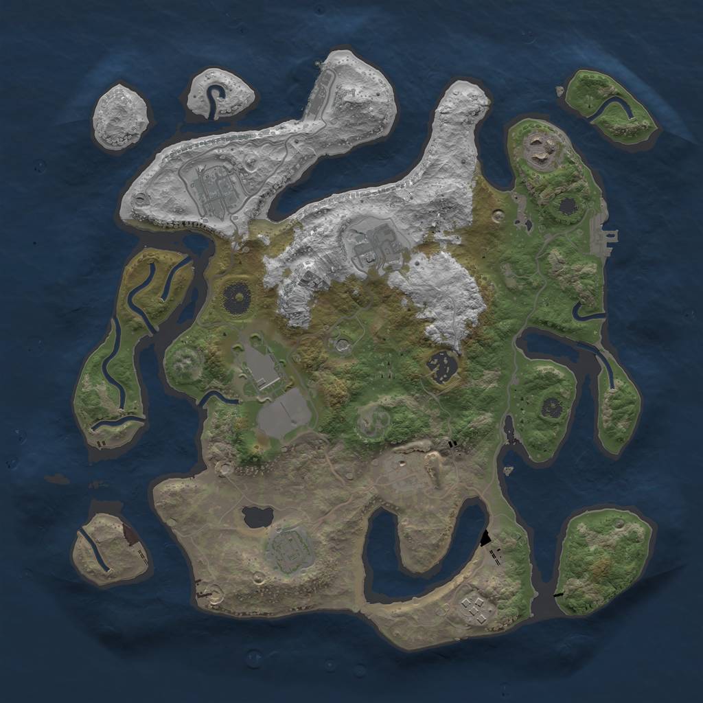 Rust Map: Procedural Map, Size: 3500, Seed: 397823, 13 Monuments