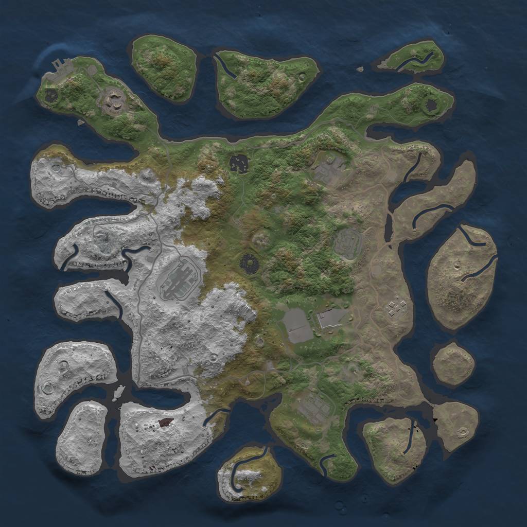 Rust Map: Procedural Map, Size: 4000, Seed: 1007667341, 12 Monuments