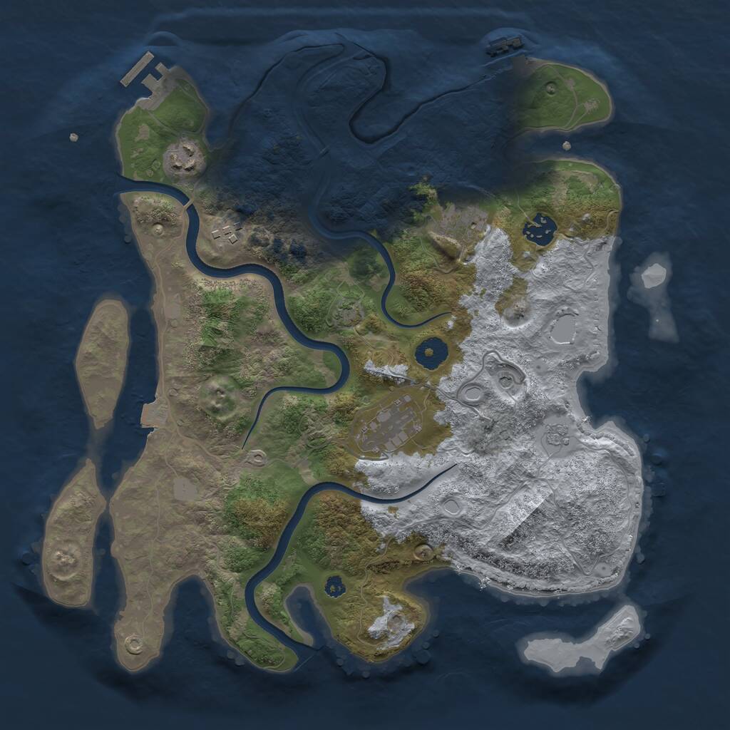 Rust Map: Procedural Map, Size: 3500, Seed: 700423, 11 Monuments