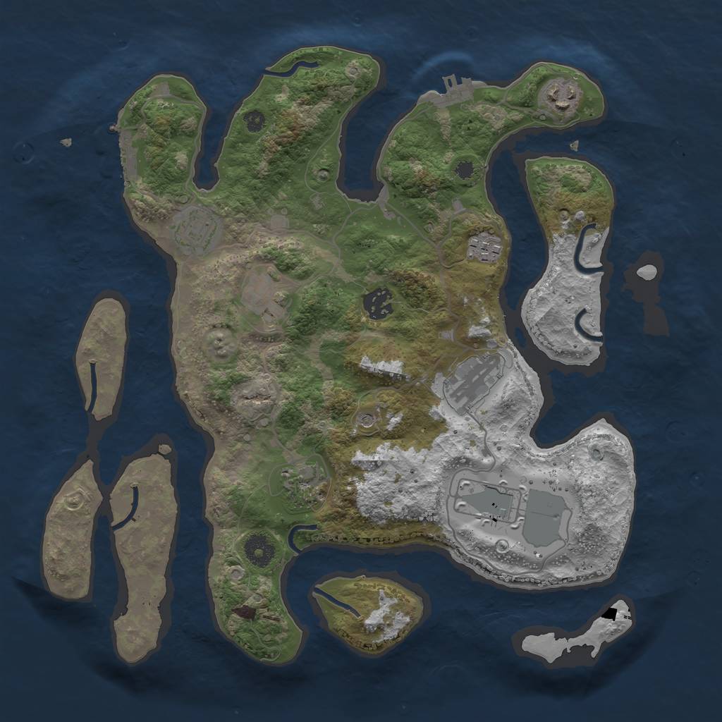 Rust Map: Procedural Map, Size: 3500, Seed: 700423, 13 Monuments