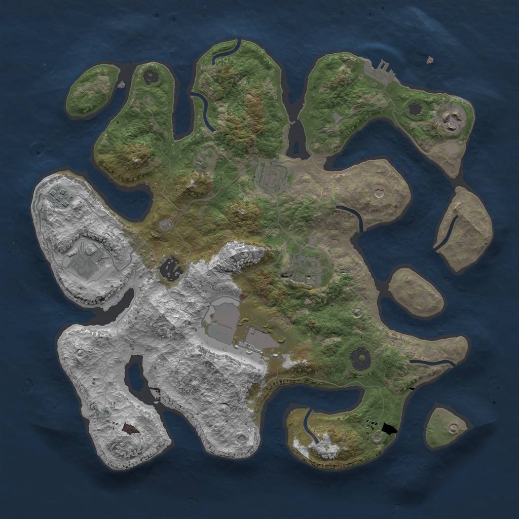 Rust Map: Procedural Map, Size: 3500, Seed: 668257, 11 Monuments