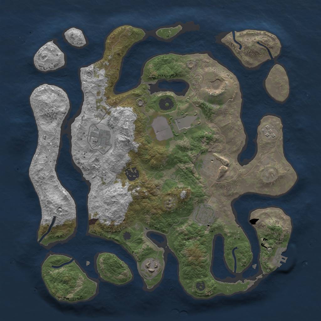 Rust Map: Procedural Map, Size: 3500, Seed: 914933, 11 Monuments