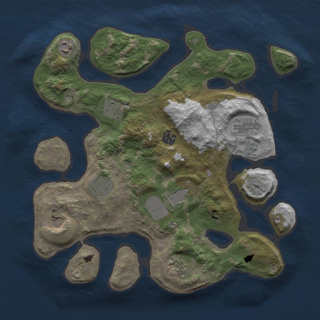 Rust Map: Barren, Size: 3500, Seed: 40, 12 Monuments