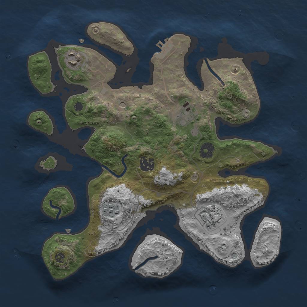 Rust Map: Procedural Map, Size: 3000, Seed: 530021612, 9 Monuments