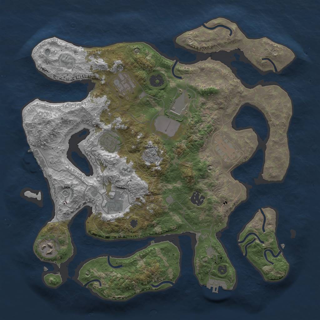 Rust Map: Procedural Map, Size: 3500, Seed: 825192, 13 Monuments