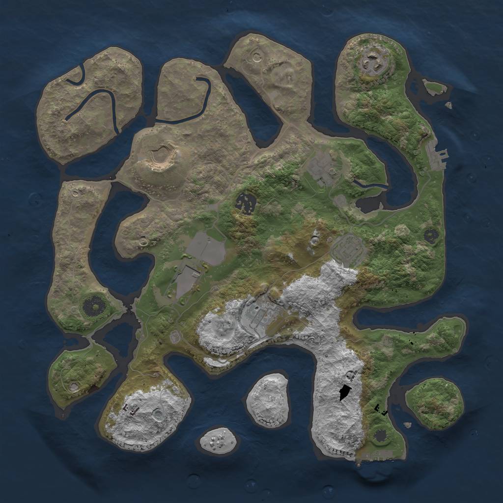 Rust Map: Procedural Map, Size: 3500, Seed: 222069, 12 Monuments