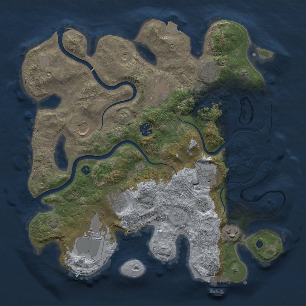 Rust Map: Procedural Map, Size: 3500, Seed: 222069, 15 Monuments